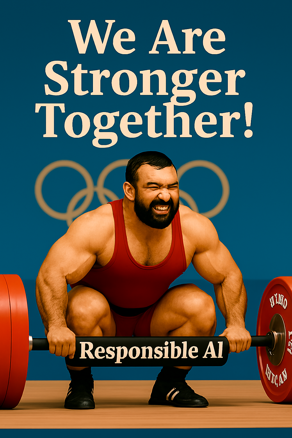 Image of weightlifter lifting a barbell labeled Responsible AI